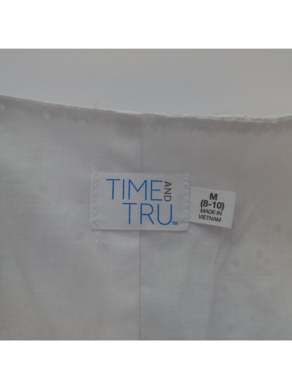 Time And Tru Women White Eyelet Ruffle Sleeveless Tiered Mini Dress Size M 8 10 - Picture 7 of 12
